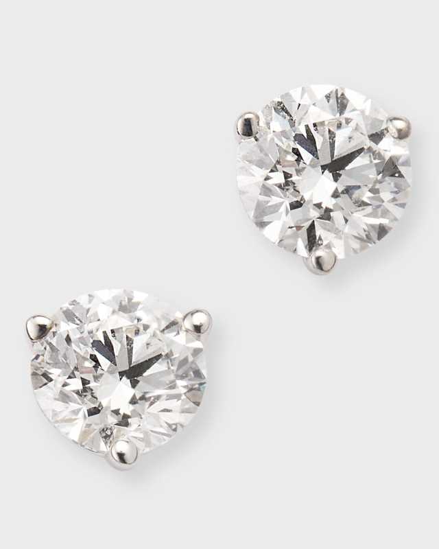 18K White Gold Round Diamond Stud Earrings, 0.75tcw